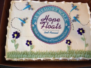 Cake from 2015 Memory Walk courtesy of Sugarplum Bakery in Kingston! Hope Floats' 3d annual Memory Walk is April 30, 2016!